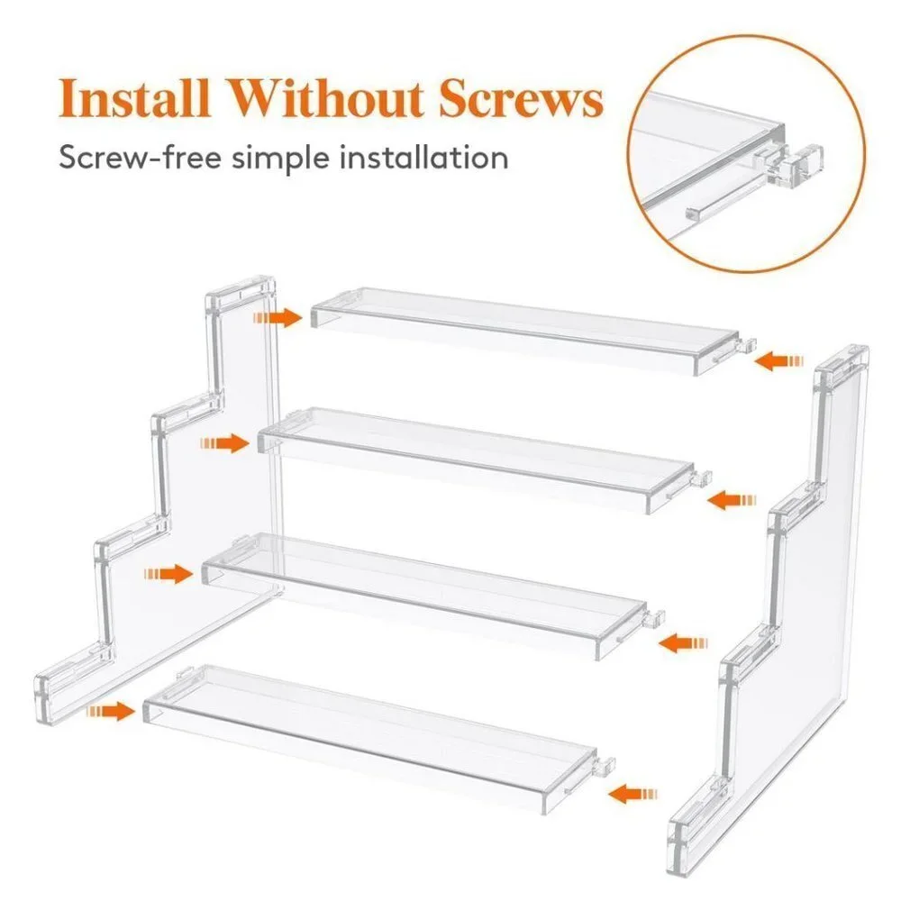 4 Tier Clear Display Risers Stand, Plastic Organizers for Figures - 9inch_1 pack